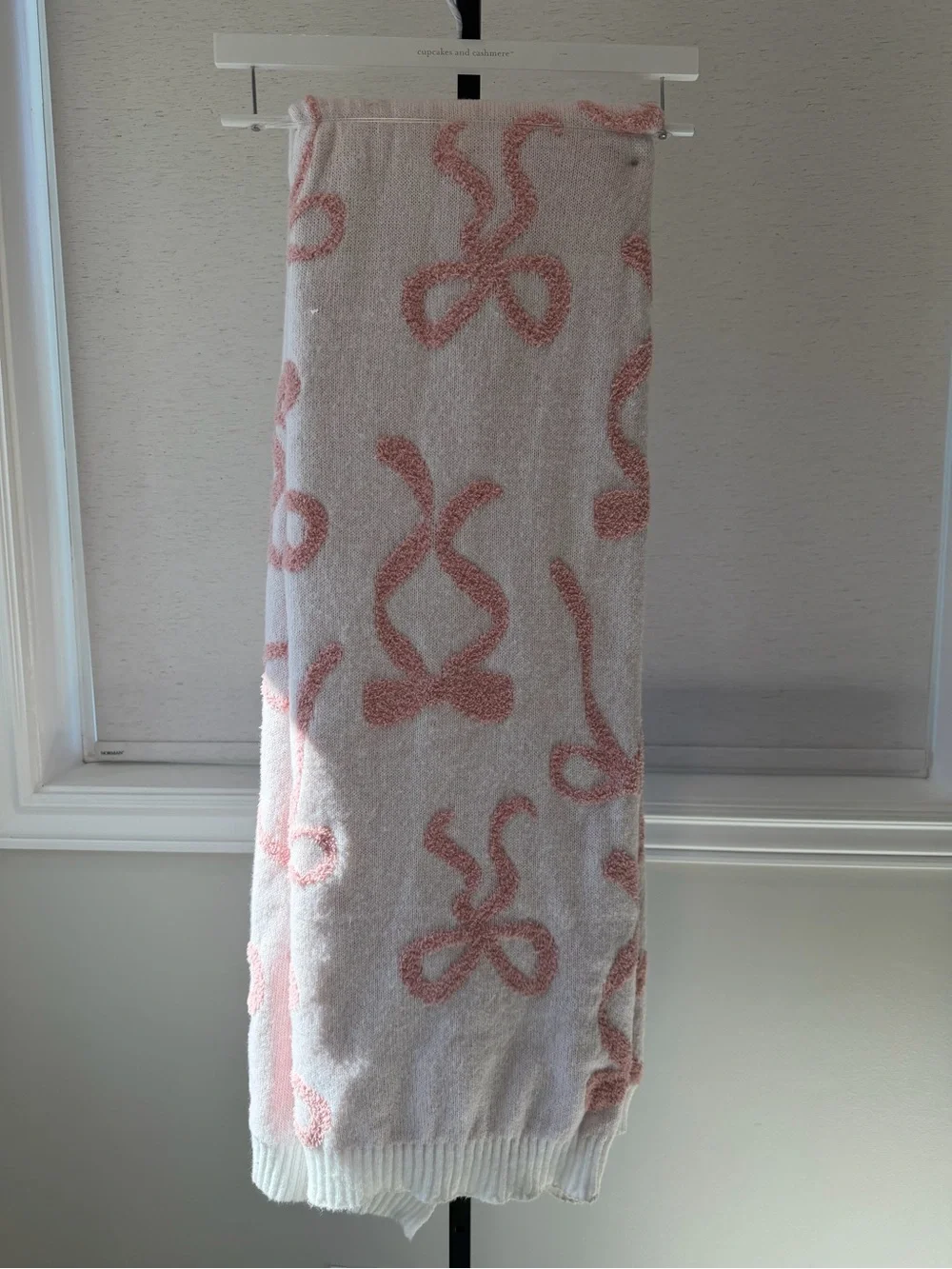 cupcakes & cashmere Pink Bow Motif Decorative Throw